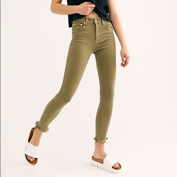 FREE PEOPLE Raw High-Rise Jegging NWT 27 & 29 Army - Picture 2 of 3